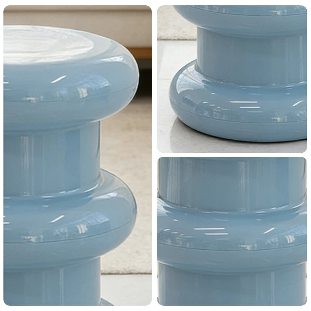 LIVARA Multi-Tier Coffee Table Stool - 2/3-Layer Design, Smooth Rounded Shape, Lightweight & Space-Saving, Modern Home Use - Blue