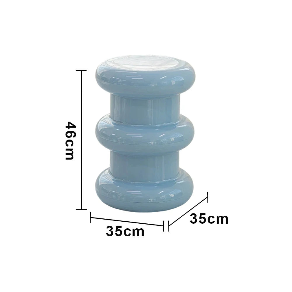 LIVARA Multi-Tier Coffee Table Stool - 2/3-Layer Design, Smooth Rounded Shape, Lightweight & Space-Saving, Modern Home Use - Blue