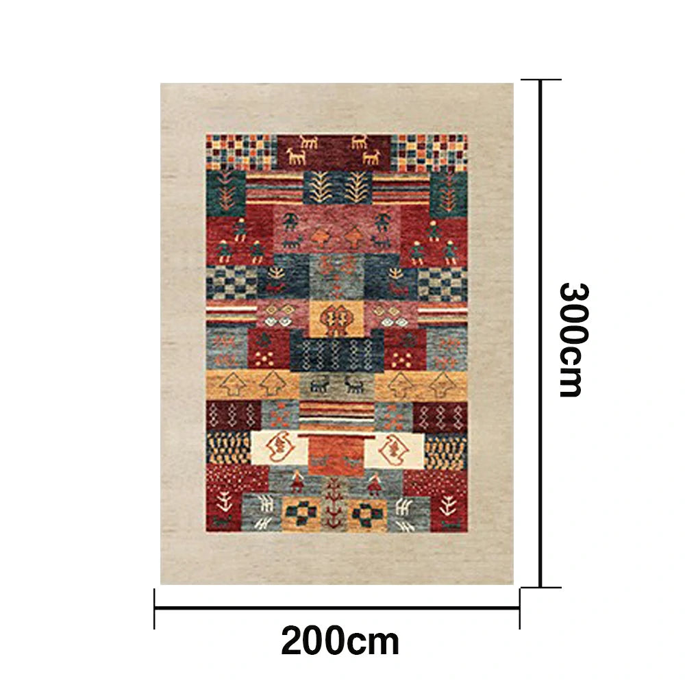 LIVARA 160/200cm Loop-Pile Rug - Upgraded Non-Slip Eco Cotton-Latex Backing - Waterproof, Stain-Resistant, Soft & Durable - Tribal Multi-Color