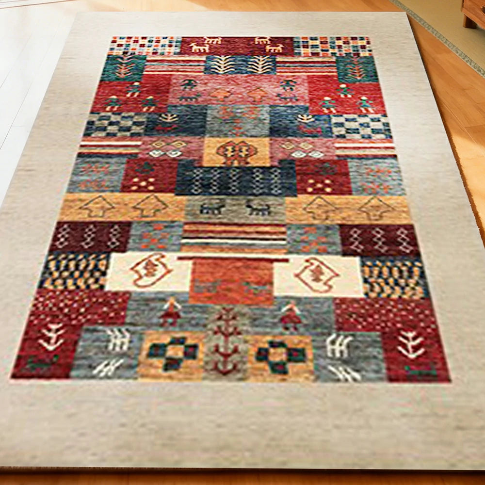 LIVARA 160/200cm Loop-Pile Rug - Upgraded Non-Slip Eco Cotton-Latex Backing - Waterproof, Stain-Resistant, Soft & Durable - Tribal Multi-Color