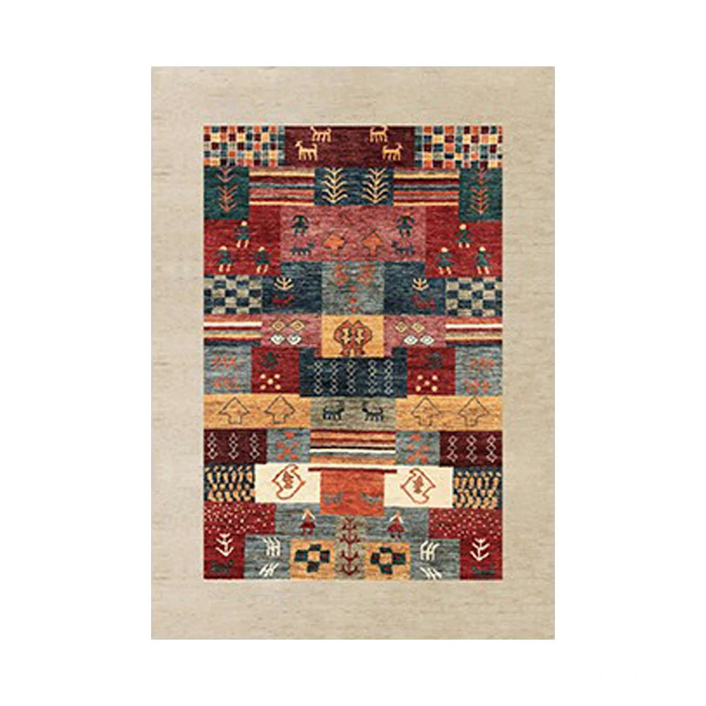 LIVARA 160/200cm Loop-Pile Rug - Upgraded Non-Slip Eco Cotton-Latex Backing - Waterproof, Stain-Resistant, Soft & Durable - Tribal Multi-Color