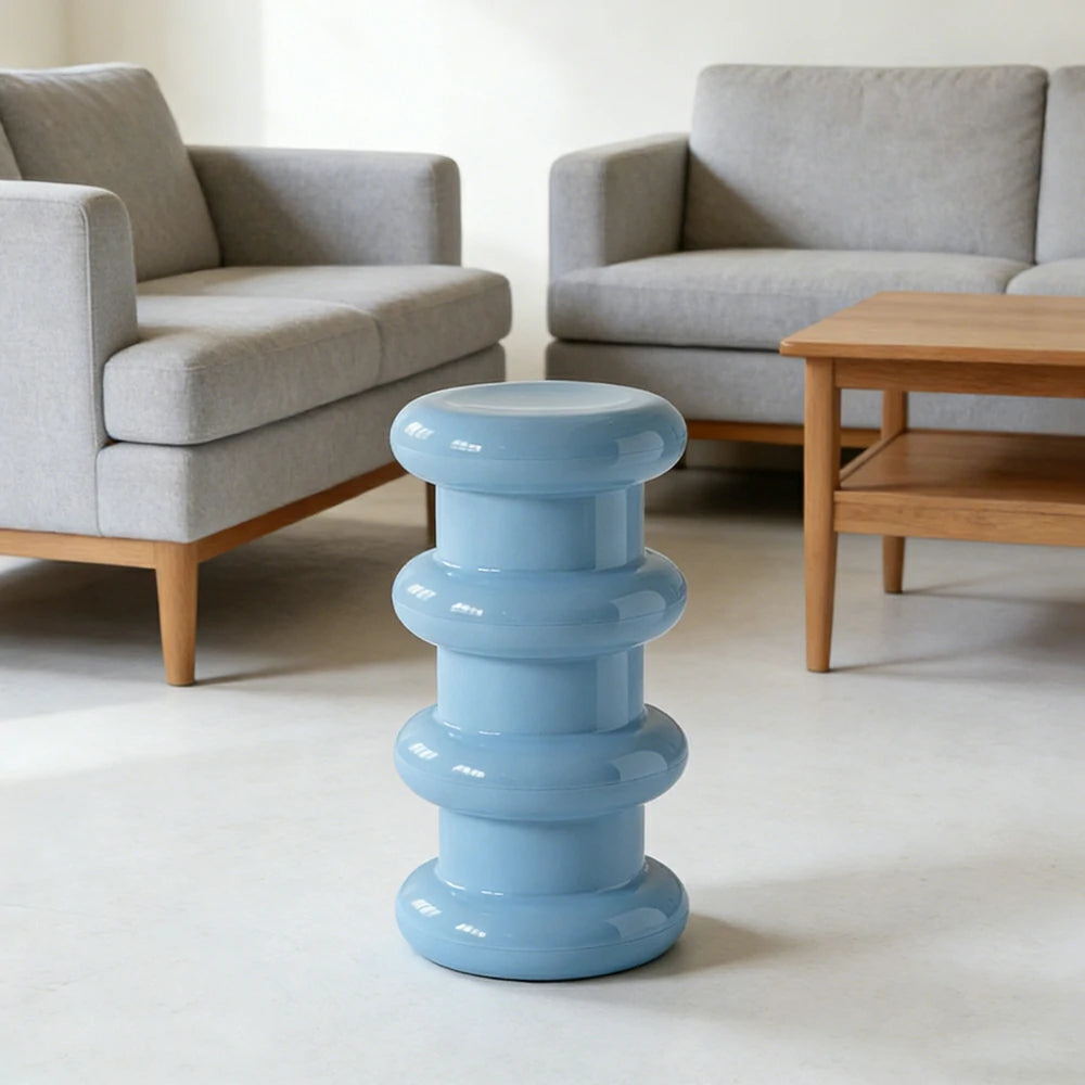 LIVARA Multi-Tier Coffee Table Stool - 2/3-Layer Design, Smooth Rounded Shape, Lightweight & Space-Saving, Modern Home Use - Blue