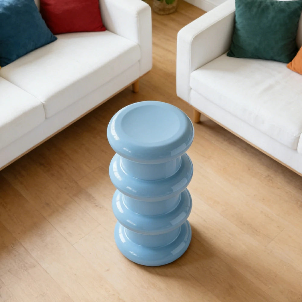 LIVARA Multi-Tier Coffee Table Stool - 2/3-Layer Design, Smooth Rounded Shape, Lightweight & Space-Saving, Modern Home Use - Blue