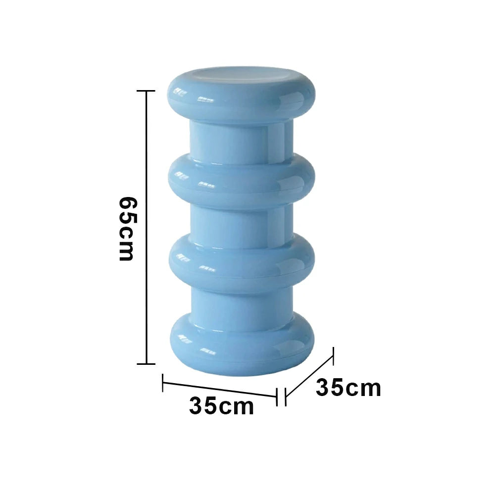 LIVARA Multi-Tier Coffee Table Stool - 2/3-Layer Design, Smooth Rounded Shape, Lightweight & Space-Saving, Modern Home Use - Blue