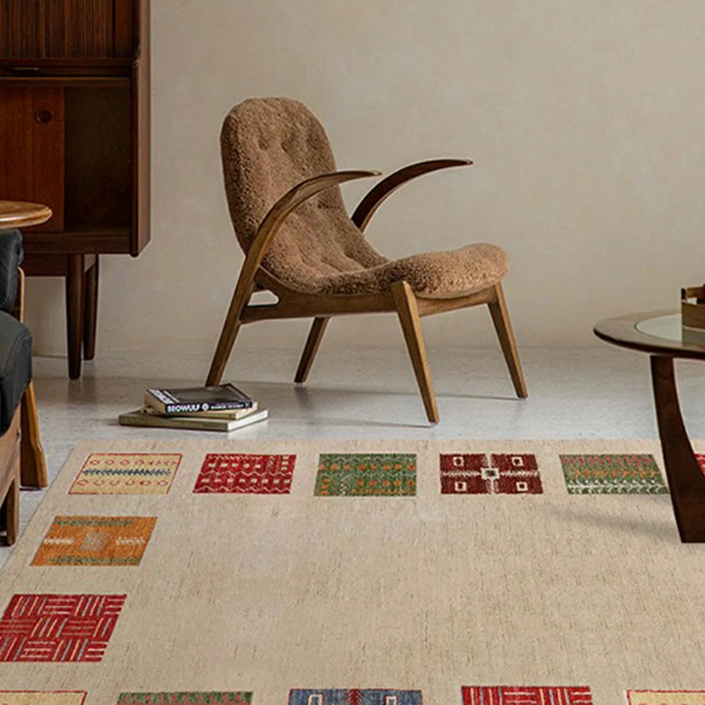 LIVARA 160/200cm Loop-Pile Rug - Upgraded Non-Slip Eco Cotton-Latex Backing - Waterproof, Stain-Resistant, Soft & Durable - Border Multi-Color