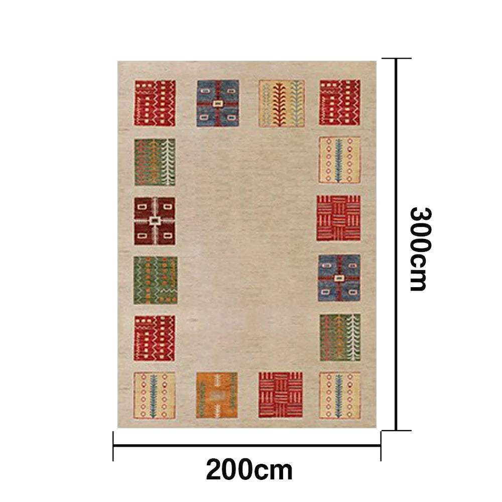 LIVARA 160/200cm Loop-Pile Rug - Upgraded Non-Slip Eco Cotton-Latex Backing - Waterproof, Stain-Resistant, Soft & Durable - Border Multi-Color