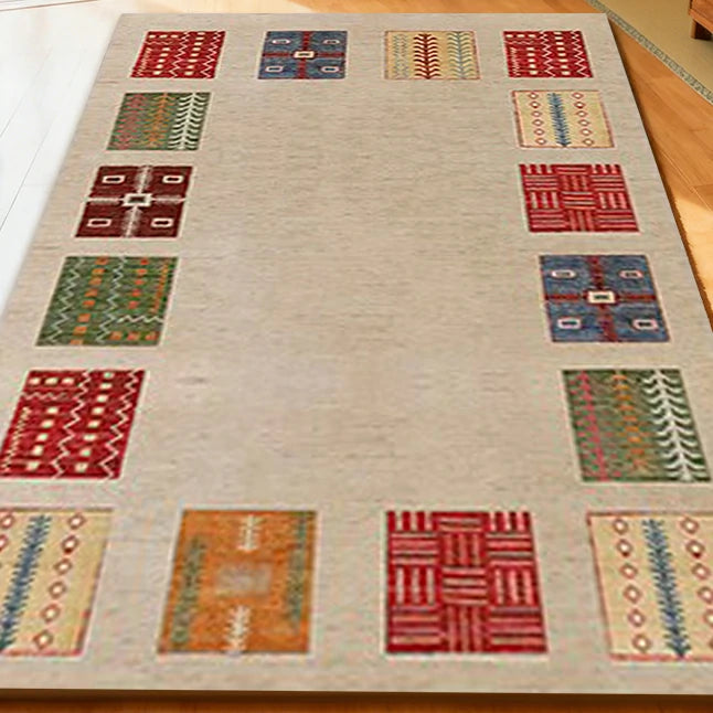 LIVARA 160/200cm Loop-Pile Rug - Upgraded Non-Slip Eco Cotton-Latex Backing - Waterproof, Stain-Resistant, Soft & Durable - Border Multi-Color