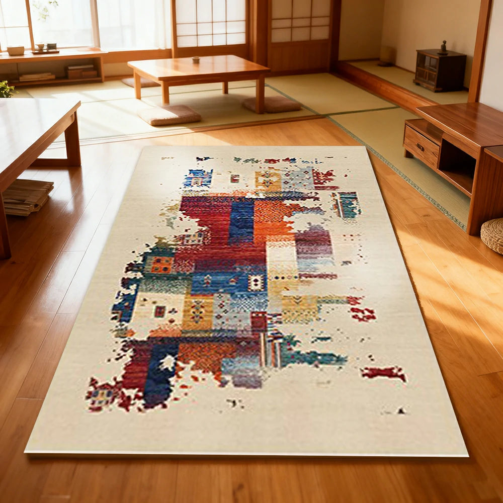 LIVARA 160/200cm Loop-Pile Rug - Upgraded Non-Slip Eco Cotton-Latex Backing - Waterproof, Stain-Resistant, Soft & Durable - Abstract Multi-Color