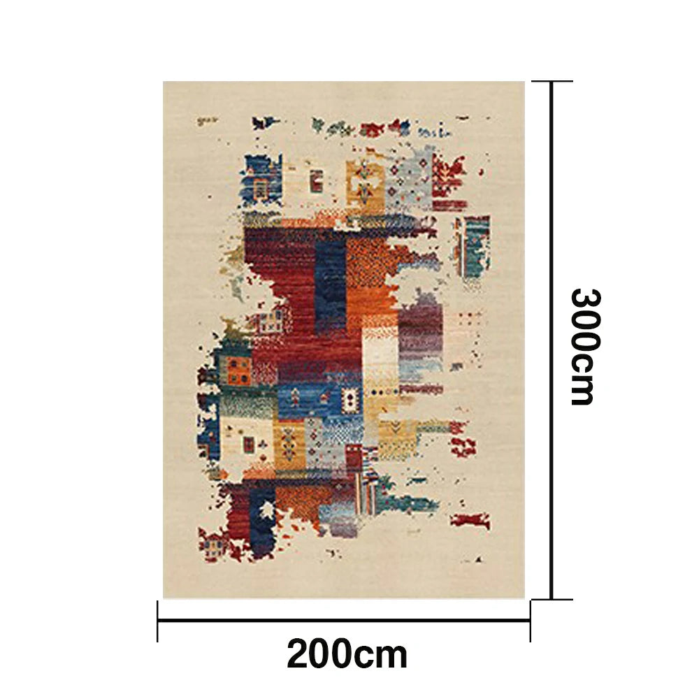 LIVARA 160/200cm Loop-Pile Rug - Upgraded Non-Slip Eco Cotton-Latex Backing - Waterproof, Stain-Resistant, Soft & Durable - Abstract Multi-Color