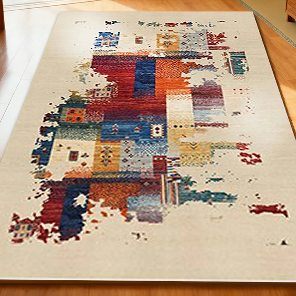 LIVARA 160/200cm Loop-Pile Rug - Upgraded Non-Slip Eco Cotton-Latex Backing - Waterproof, Stain-Resistant, Soft & Durable - Abstract Multi-Color