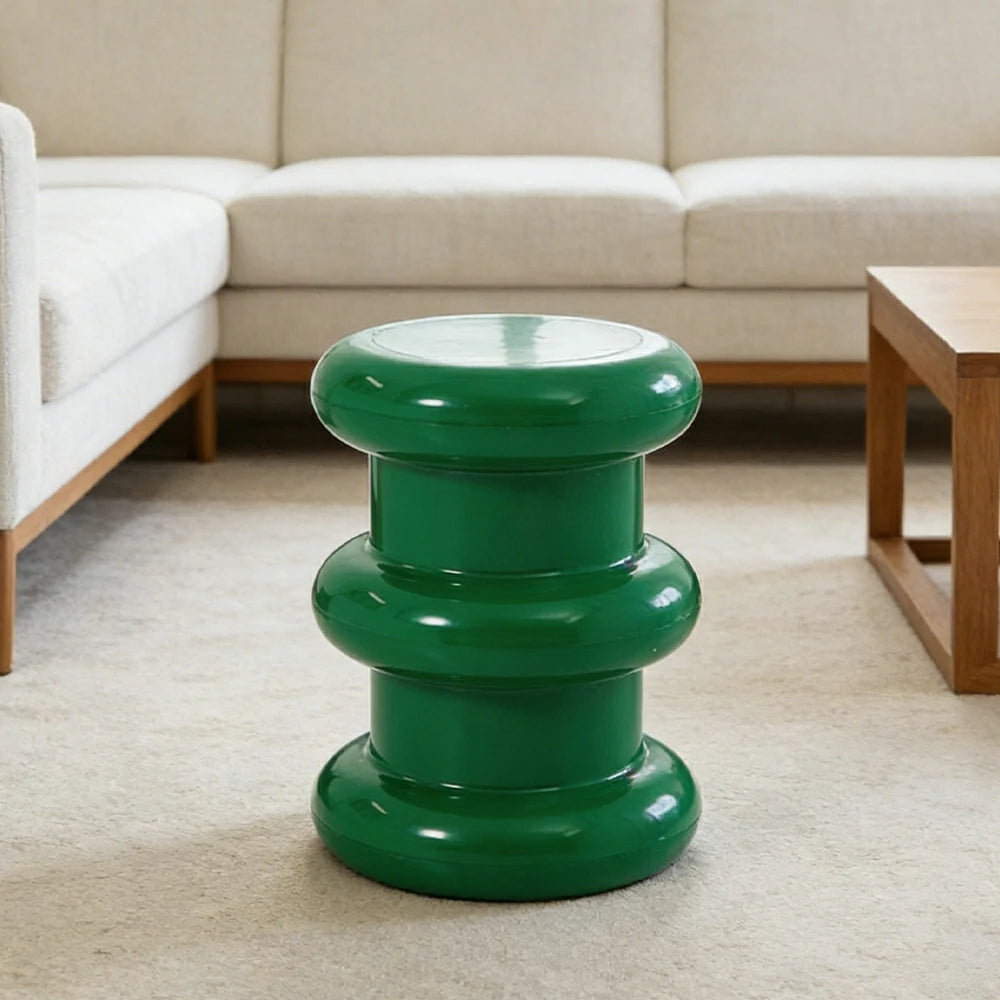 LIVARA Multi-Tier Coffee Table Stool - 2/3-Layer Design, Smooth Rounded Shape, Lightweight & Space-Saving, Modern Home Use - Green