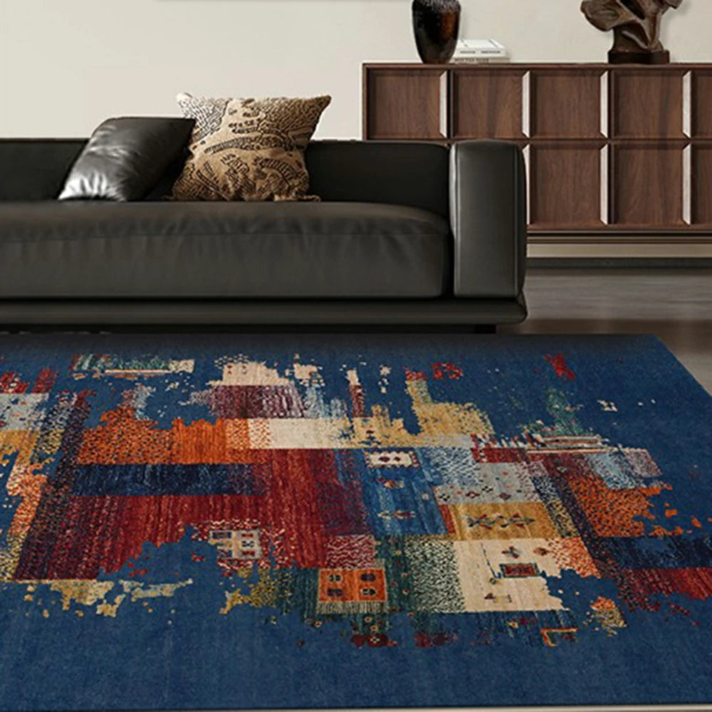 LIVARA 160/200cm Loop-Pile Rug - Upgraded Non-Slip Eco Cotton-Latex Backing - Waterproof, Stain-Resistant, Soft & Durable - Blue