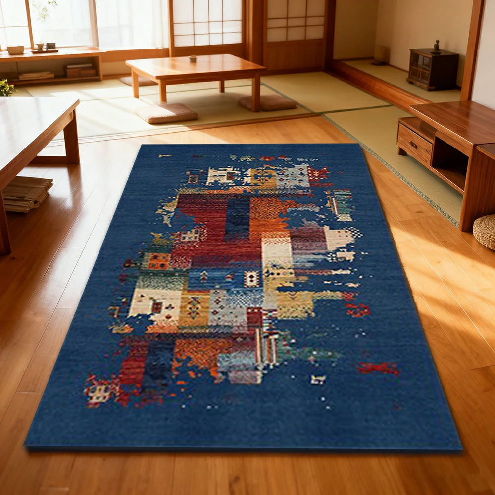 LIVARA 160/200cm Loop-Pile Rug - Upgraded Non-Slip Eco Cotton-Latex Backing - Waterproof, Stain-Resistant, Soft & Durable - Blue