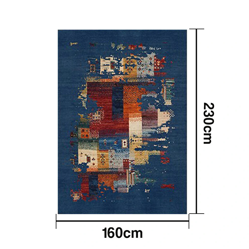 LIVARA 160/200cm Loop-Pile Rug - Upgraded Non-Slip Eco Cotton-Latex Backing - Waterproof, Stain-Resistant, Soft & Durable - Blue