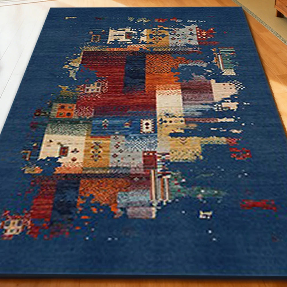 LIVARA 160/200cm Loop-Pile Rug - Upgraded Non-Slip Eco Cotton-Latex Backing - Waterproof, Stain-Resistant, Soft & Durable - Blue