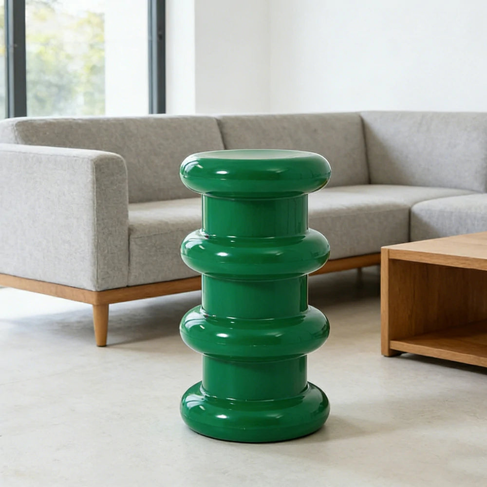 LIVARA Multi-Tier Coffee Table Stool - 2/3-Layer Design, Smooth Rounded Shape, Lightweight & Space-Saving, Modern Home Use - Green