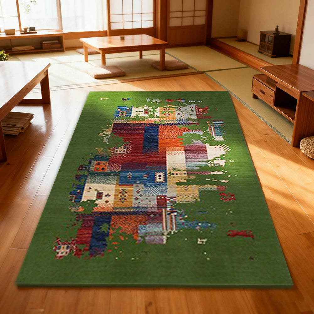 LIVARA 160/200cm Loop-Pile Rug - Upgraded Non-Slip Eco Cotton-Latex Backing - Waterproof, Stain-Resistant, Soft & Durable - Green