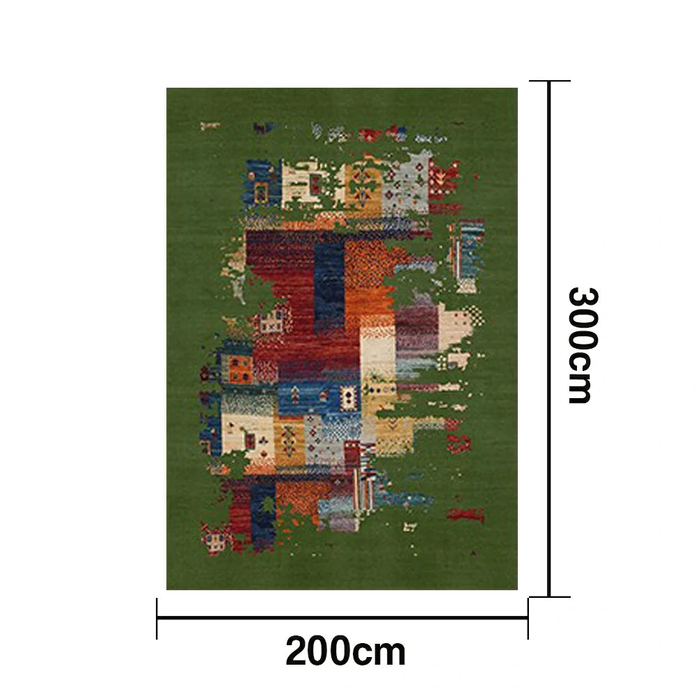 LIVARA 160/200cm Loop-Pile Rug - Upgraded Non-Slip Eco Cotton-Latex Backing - Waterproof, Stain-Resistant, Soft & Durable - Green