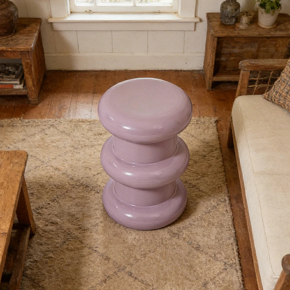 LIVARA Multi-Tier Coffee Table Stool - 2/3-Layer Design, Smooth Rounded Shape, Lightweight & Space-Saving, Modern Home Use - Purple