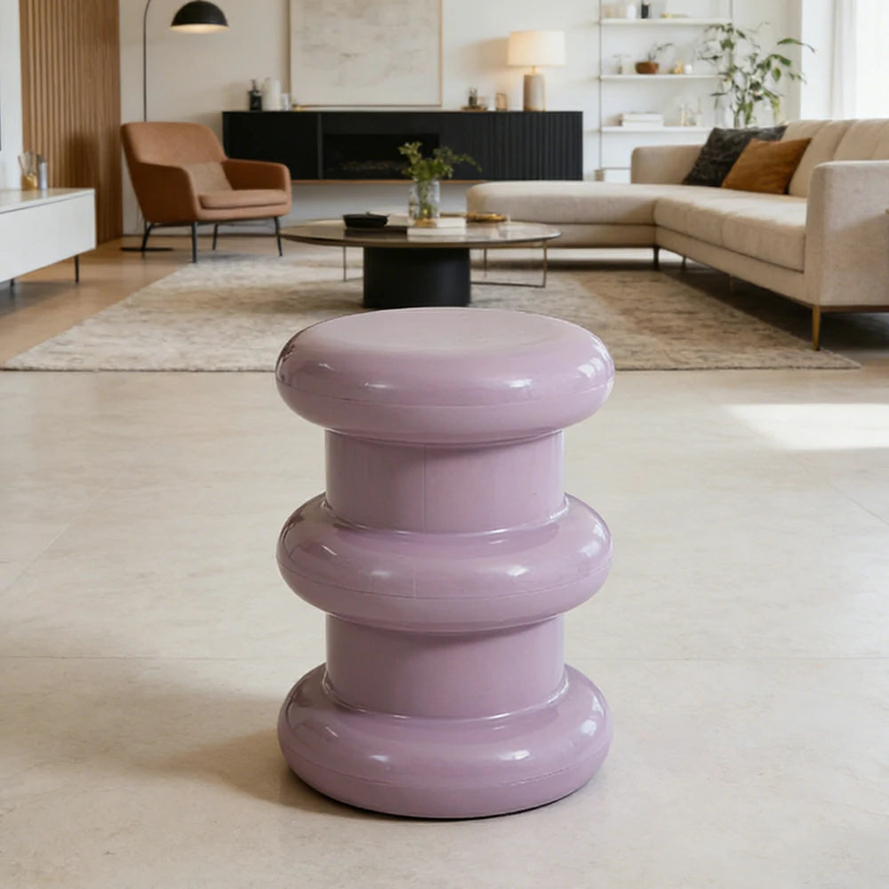 LIVARA Multi-Tier Coffee Table Stool - 2/3-Layer Design, Smooth Rounded Shape, Lightweight & Space-Saving, Modern Home Use - Purple