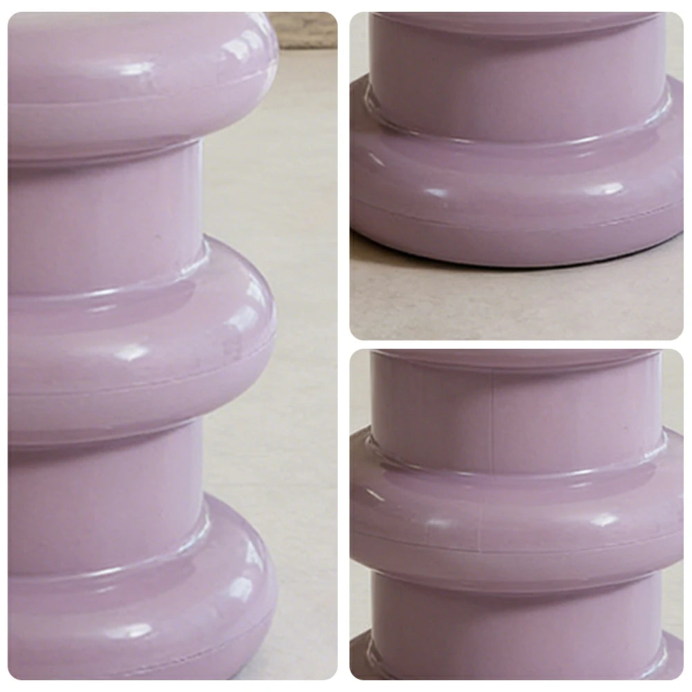 LIVARA Multi-Tier Coffee Table Stool - 2/3-Layer Design, Smooth Rounded Shape, Lightweight & Space-Saving, Modern Home Use - Purple