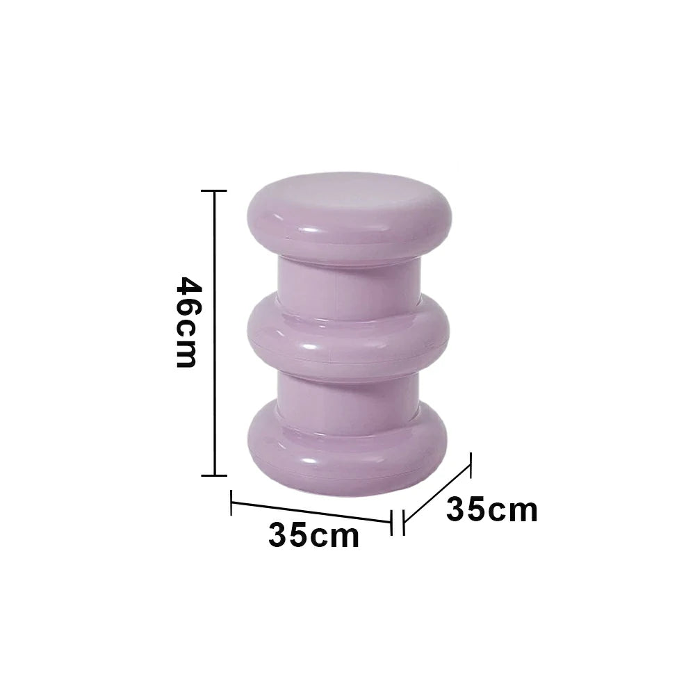 LIVARA Multi-Tier Coffee Table Stool - 2/3-Layer Design, Smooth Rounded Shape, Lightweight & Space-Saving, Modern Home Use - Purple