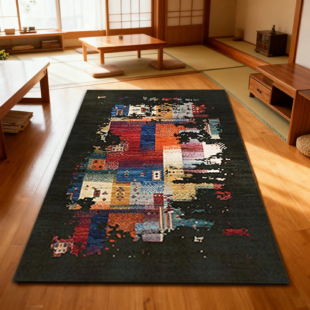 LIVARA 160/200cm Loop-Pile Rug - Upgraded Non-Slip Eco Cotton-Latex Backing - Waterproof, Stain-Resistant, Soft & Durable - Black