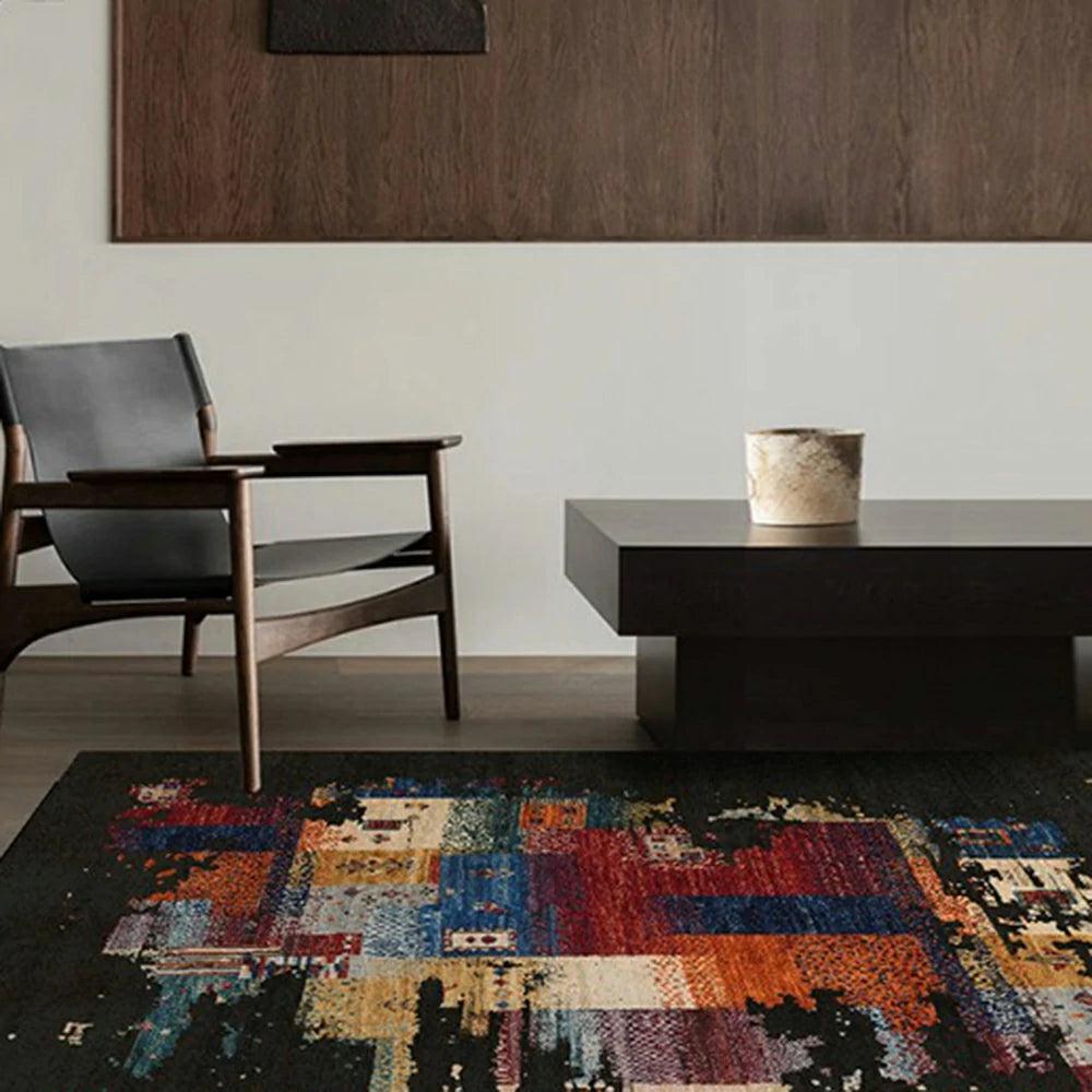 LIVARA 160/200cm Loop-Pile Rug - Upgraded Non-Slip Eco Cotton-Latex Backing - Waterproof, Stain-Resistant, Soft & Durable - Black