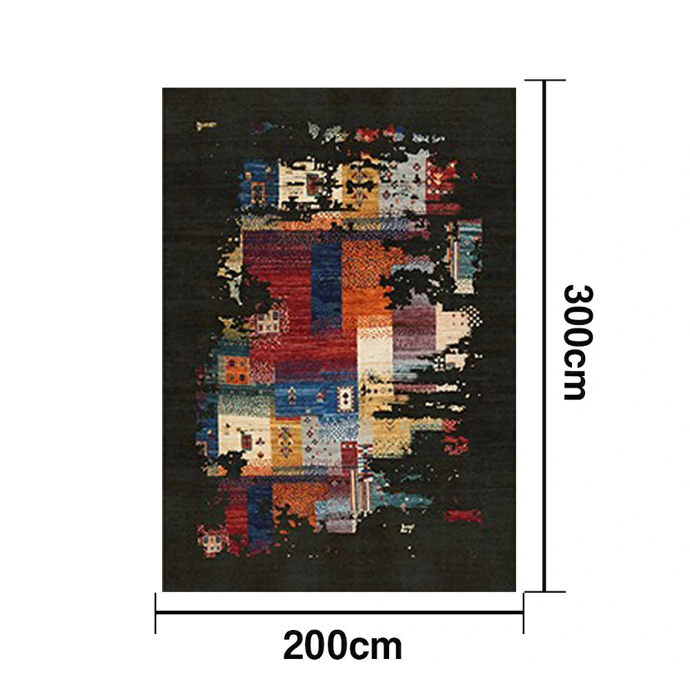 LIVARA 160/200cm Loop-Pile Rug - Upgraded Non-Slip Eco Cotton-Latex Backing - Waterproof, Stain-Resistant, Soft & Durable - Black