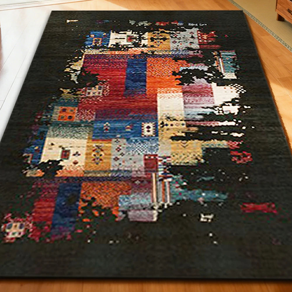 LIVARA 160/200cm Loop-Pile Rug - Upgraded Non-Slip Eco Cotton-Latex Backing - Waterproof, Stain-Resistant, Soft & Durable - Black