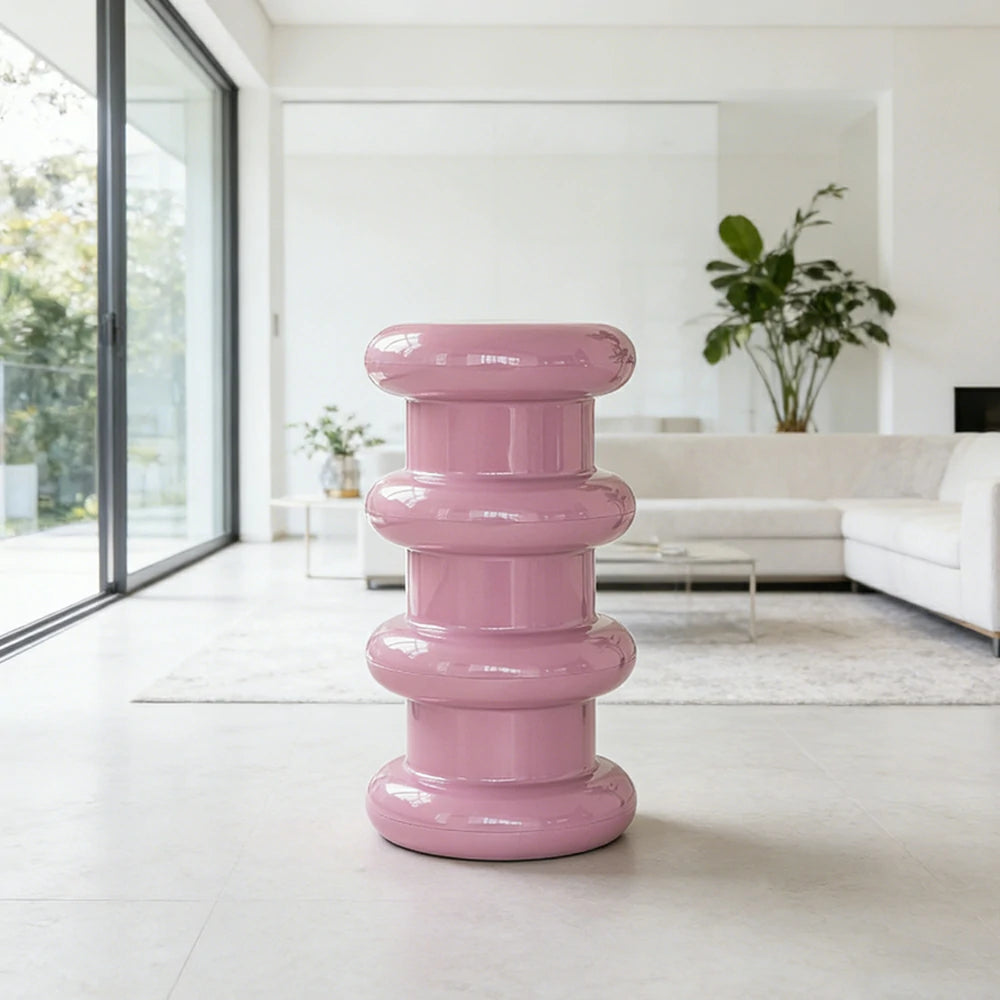 LIVARA Multi-Tier Coffee Table Stool - 2/3-Layer Design, Smooth Rounded Shape, Lightweight & Space-Saving, Modern Home Use - Purple