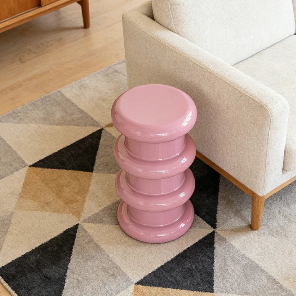 LIVARA Multi-Tier Coffee Table Stool - 2/3-Layer Design, Smooth Rounded Shape, Lightweight & Space-Saving, Modern Home Use - Purple