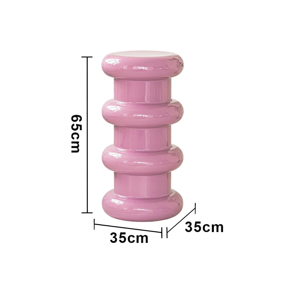 LIVARA Multi-Tier Coffee Table Stool - 2/3-Layer Design, Smooth Rounded Shape, Lightweight & Space-Saving, Modern Home Use - Purple