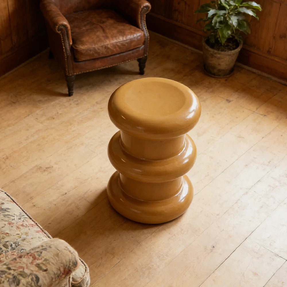 LIVARA Multi-Tier Coffee Table Stool - 2/3-Layer Design, Smooth Rounded Shape, Lightweight & Space-Saving, Modern Home Use - Yellow