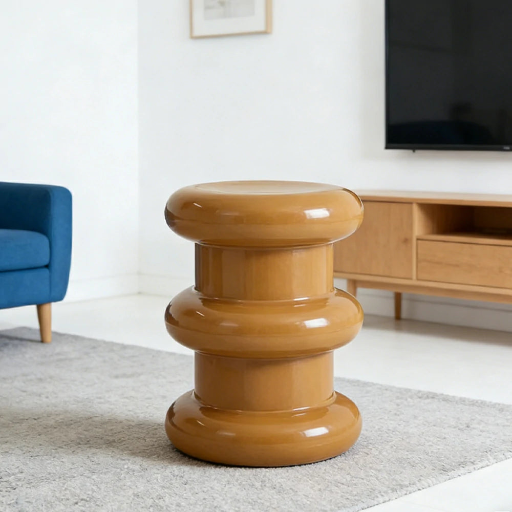 LIVARA Multi-Tier Coffee Table Stool - 2/3-Layer Design, Smooth Rounded Shape, Lightweight & Space-Saving, Modern Home Use - Yellow