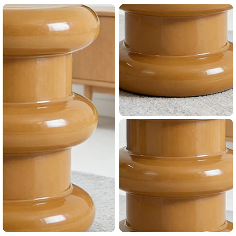 LIVARA Multi-Tier Coffee Table Stool - 2/3-Layer Design, Smooth Rounded Shape, Lightweight & Space-Saving, Modern Home Use - Yellow