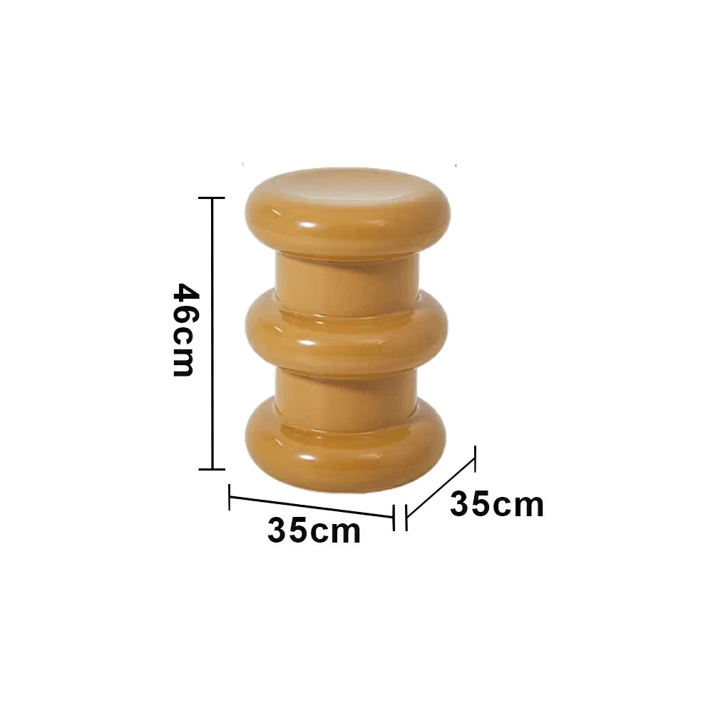 LIVARA Multi-Tier Coffee Table Stool - 2/3-Layer Design, Smooth Rounded Shape, Lightweight & Space-Saving, Modern Home Use - Yellow