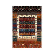 LIVARA 160/200cm Loop-Pile Rug - Upgraded Non-Slip Eco Cotton-Latex Backing - Layered Tribal Borders, Rich Texture Pattern, Soft & Durable - Multi-Color