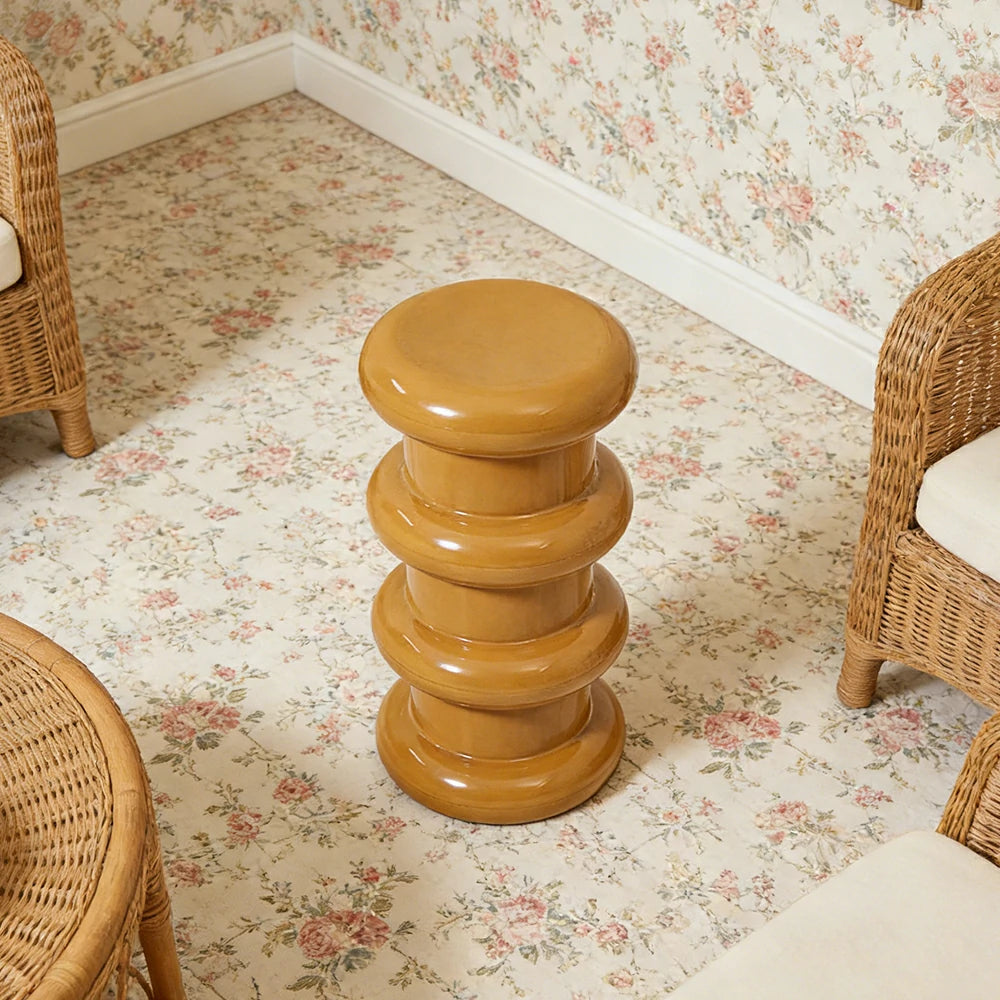 LIVARA Multi-Tier Coffee Table Stool - 2/3-Layer Design, Smooth Rounded Shape, Lightweight & Space-Saving, Modern Home Use - Yellow