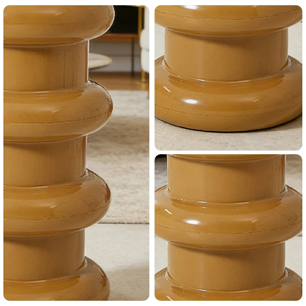 LIVARA Multi-Tier Coffee Table Stool - 2/3-Layer Design, Smooth Rounded Shape, Lightweight & Space-Saving, Modern Home Use - Yellow