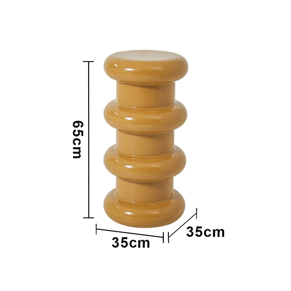 LIVARA Multi-Tier Coffee Table Stool - 2/3-Layer Design, Smooth Rounded Shape, Lightweight & Space-Saving, Modern Home Use - Yellow