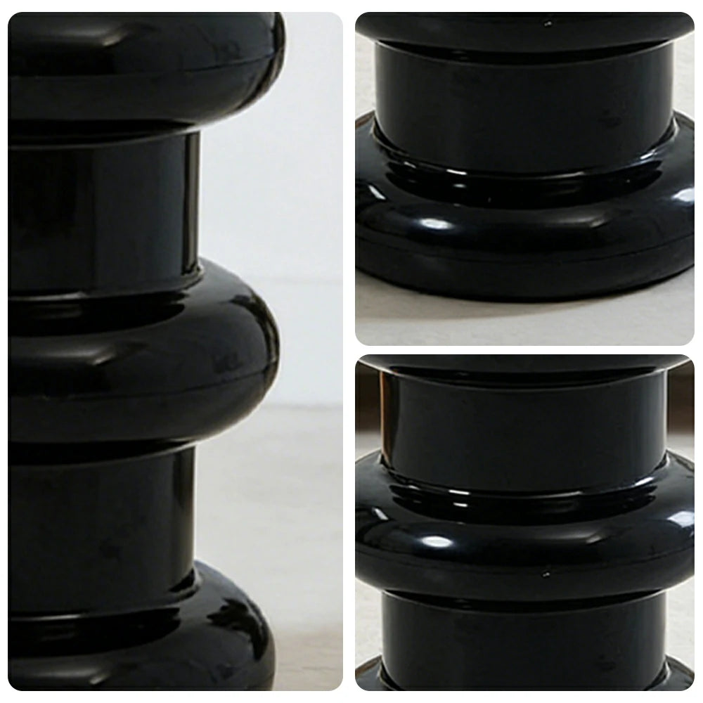 LIVARA Multi-Tier Coffee Table Stool - 2/3-Layer Design, Smooth Rounded Shape, Lightweight & Space-Saving, Modern Home Use - Black