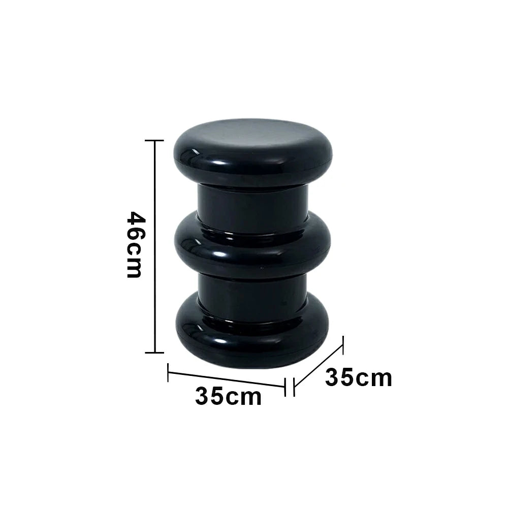 LIVARA Multi-Tier Coffee Table Stool - 2/3-Layer Design, Smooth Rounded Shape, Lightweight & Space-Saving, Modern Home Use - Black