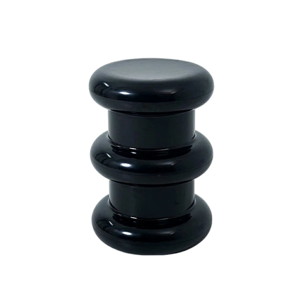 LIVARA Multi-Tier Coffee Table Stool - 2/3-Layer Design, Smooth Rounded Shape, Lightweight & Space-Saving, Modern Home Use - Black