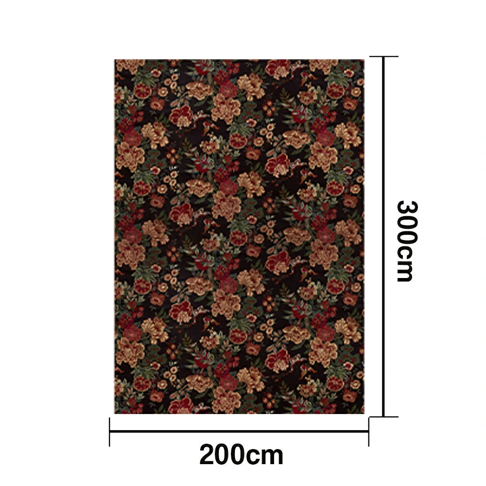 LIVARA 160/200cm Loop-Pile Rug - Upgraded Non-Slip Eco Cotton-Latex Backing - Vintage Floral Design, Rich Bloom Pattern, Soft & Durable - Red Floral