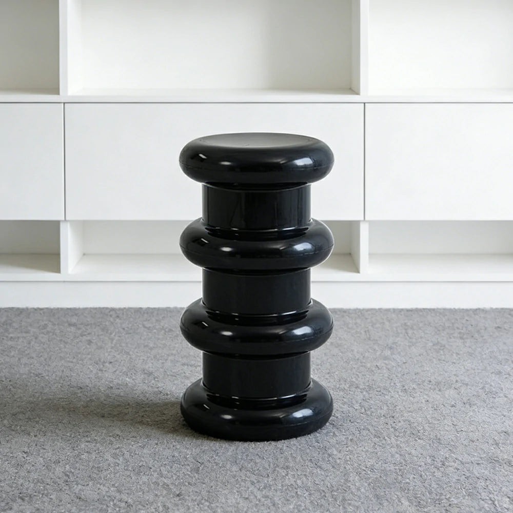 LIVARA Multi-Tier Coffee Table Stool - 2/3-Layer Design, Smooth Rounded Shape, Lightweight & Space-Saving, Modern Home Use - Black