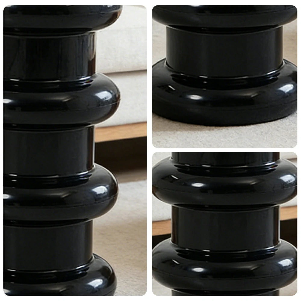 LIVARA Multi-Tier Coffee Table Stool - 2/3-Layer Design, Smooth Rounded Shape, Lightweight & Space-Saving, Modern Home Use - Black