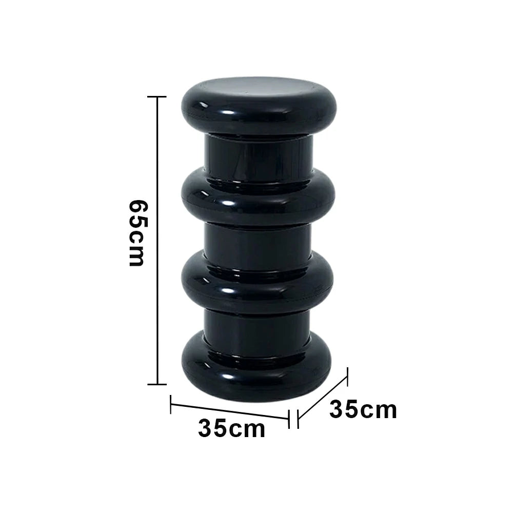 LIVARA Multi-Tier Coffee Table Stool - 2/3-Layer Design, Smooth Rounded Shape, Lightweight & Space-Saving, Modern Home Use - Black