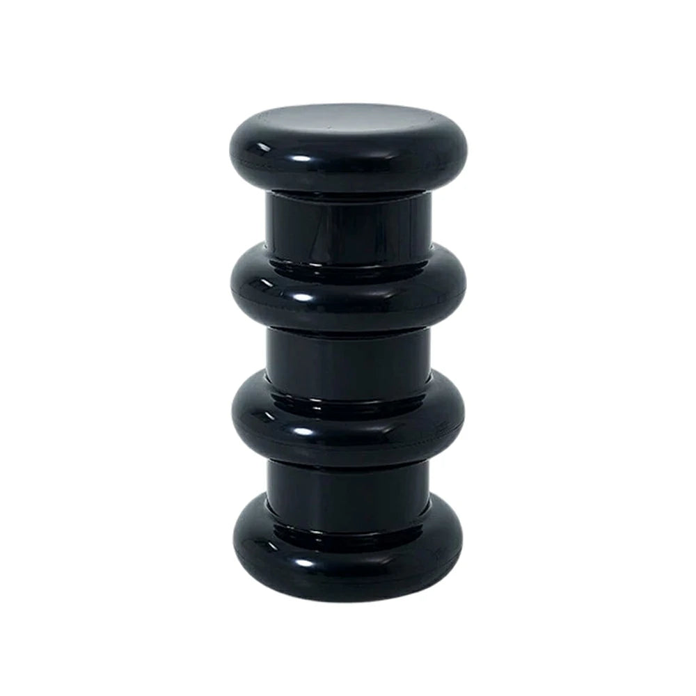 LIVARA Multi-Tier Coffee Table Stool - 2/3-Layer Design, Smooth Rounded Shape, Lightweight & Space-Saving, Modern Home Use - Black