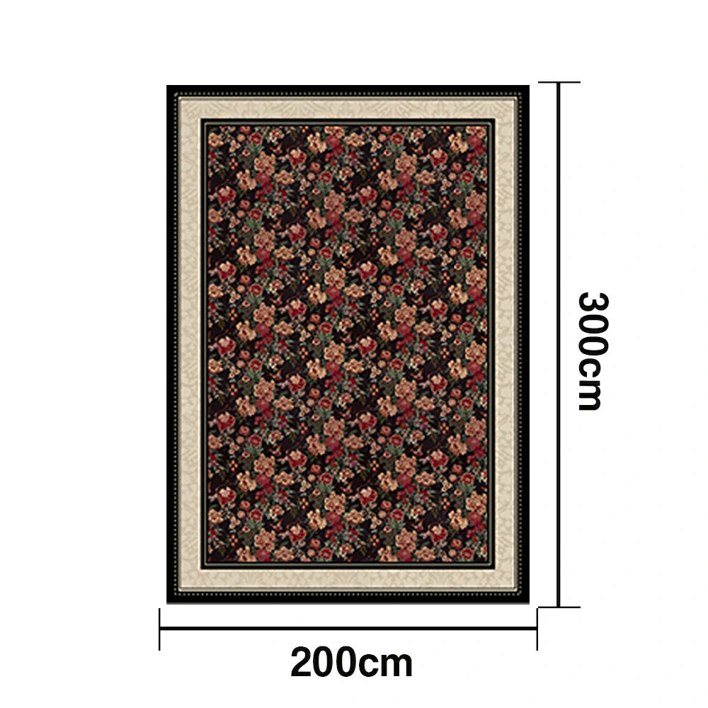 LIVARA 160/200cm Loop-Pile Rug - Upgraded Non-Slip Eco Cotton-Latex Backing - Elegant Border Frame, Classic Vintage Floral Pattern, Soft & Durable - Red Floral Border